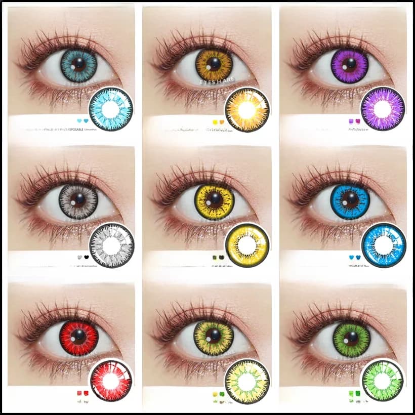 EYESHARE Cosplay lentilles de contact de couleur pour les yeux 2 pièces lentilles de couleur bleu vert lentille de beauté annuelle élèves maquillage lentille de contact oculaire