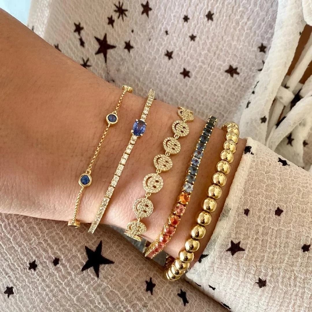 Mode d'été Micro pavé zircon cubique bonne chance sourire heureux visage disque bracelet à breloques bracelets pour femme cadeau d'anniversaire bijoux