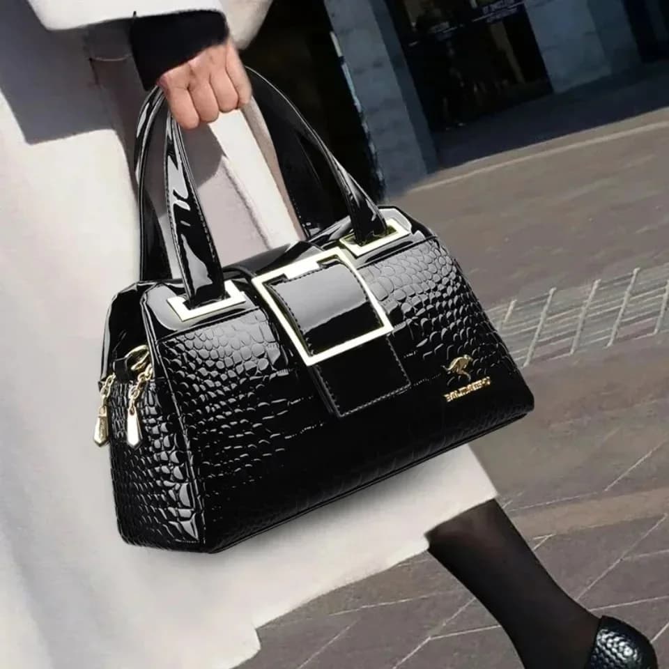 Sacs à main grande capacité 2 couches pour femmes, fourre-tout de luxe motif Crocodile de styliste, sacoche à bandoulière Boston de bonne qualité