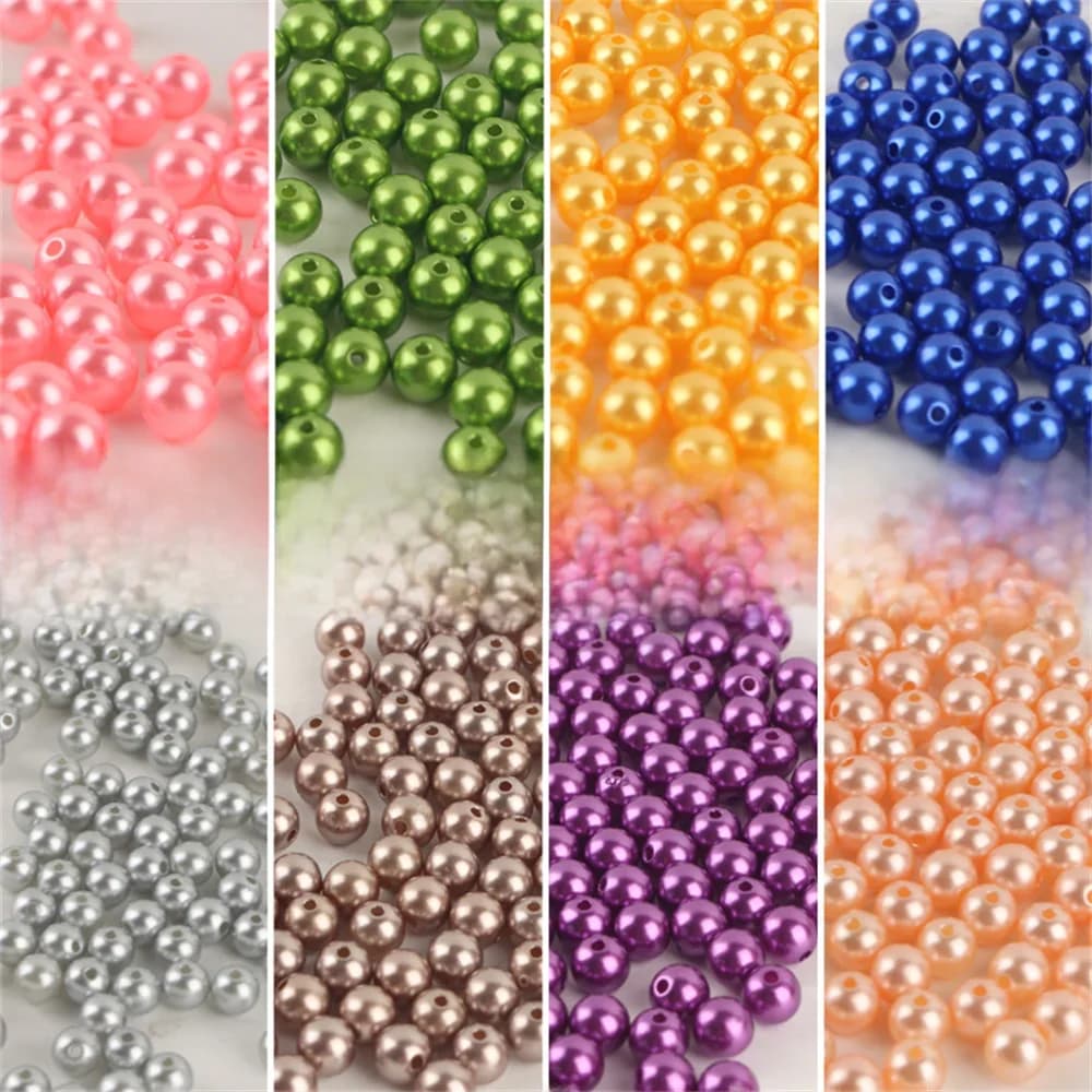 Perles rondes en plastique imitation plastique, mélange de tailles de 3 à 12mm, blanc pur/perle, trous droits, pour travaux d'aiguille et fabrication de bijoux