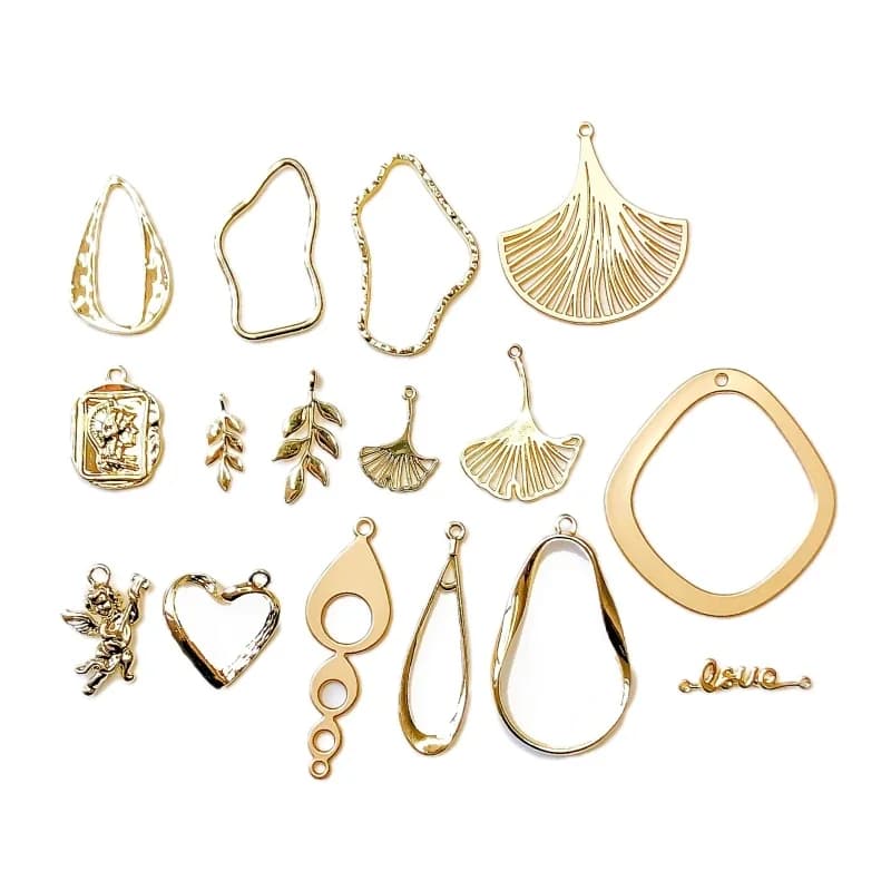 KC – composant de boucle d'oreille en or, feuille, pendentif en métal, accessoires, breloques de collier, matériel de fabrication, vente en gros de bijoux, 8 pièces
