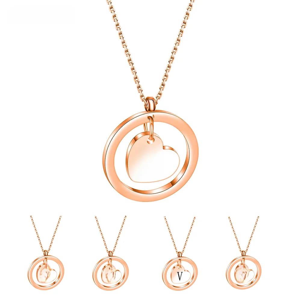 NIBASTAR petit coeur lettre pendentif collier pour femmes délicat couleur or Rose A-Z lettre en acier inoxydable collier bijoux cadeau
