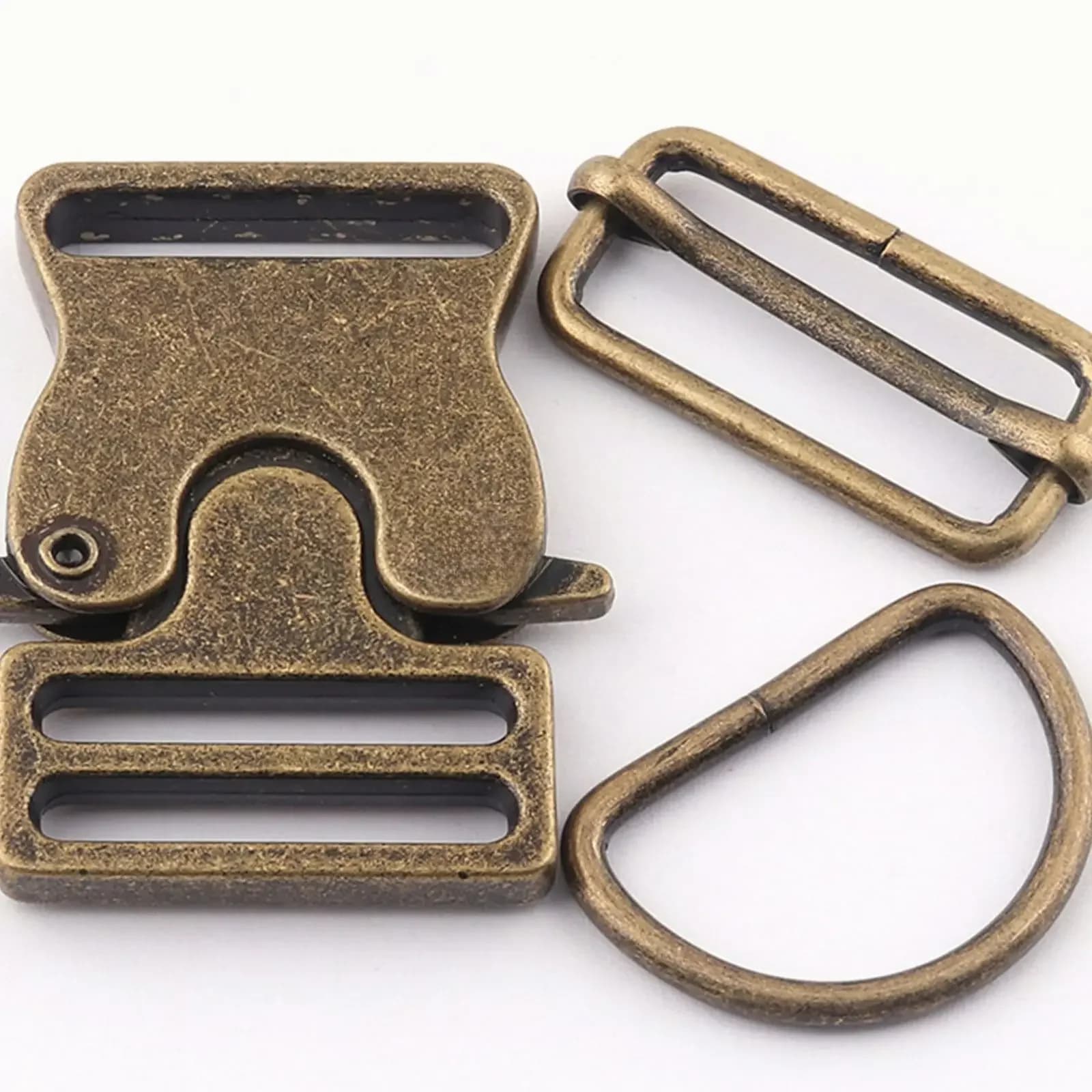 Boucle à dégagement latéral en métal Bronze 30mm, ajusteur de matériel de collier de chien, boucles de sac à main, sangle à anneau d, boucle coulissante
