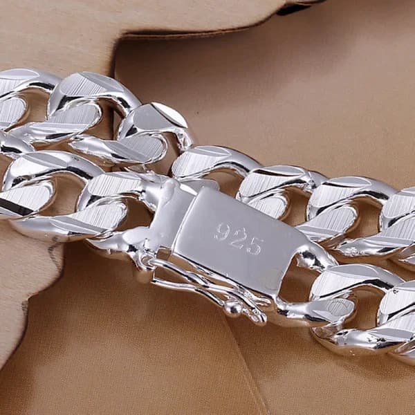 Nouveau Bracelet haut de gamme en argent Sterling S925 pour hommes et femmes, bijoux de mode, cadeau pour hommes, carré de 10MM, belle gemme