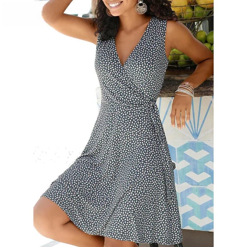 Nouvelle robe décontractée à pois femmes col en V fibrage robe de plage d'été bohème robes pour femmes vêtements S-5XL