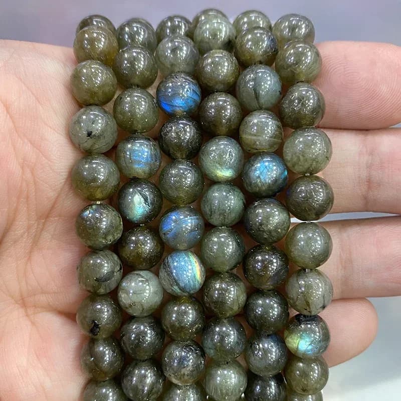 bracelet femme bijoux aliexpress france bijoux femme Perles rondes et lisses en Labradorite verte naturelle, accessoires pour la fabrication de bijoux, 15 pouces 4/6/8/10/12mm