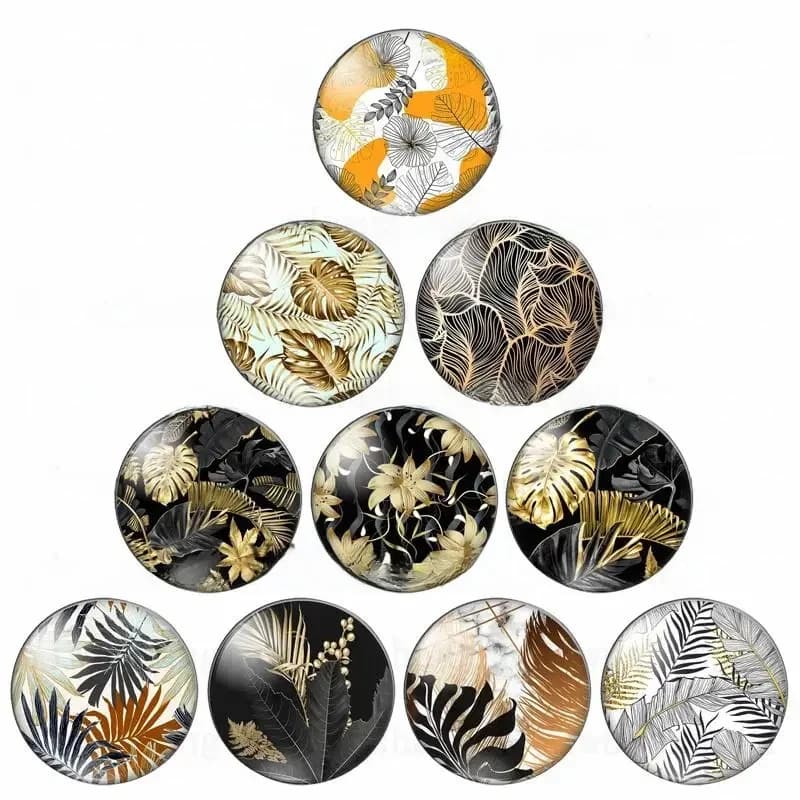 Nouvelle feuille d'or verdure belle peinture 12mm/20mm/25mm/30mm photo ronde cabochon en verre démo dos plat résultats de fabrication