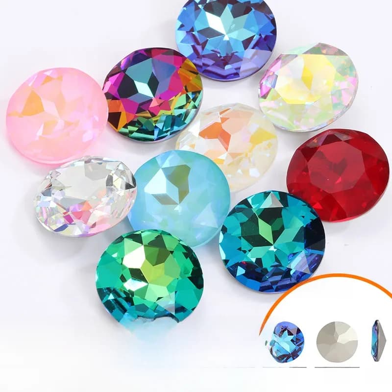 Pipatian 1/5/9 pièces 27MM grande pierre précieuse ronde strass de haute qualité pour l'artisanat en vrac Rivoli cristal fleur bricolage artisanat cristal