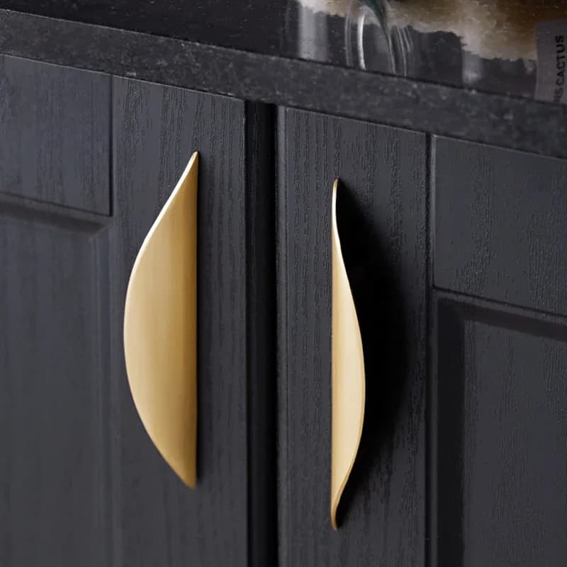 KAK cuivre or armoire poignées tiroir boutons noir cuisine poignées placard porte tire demi-lune meubles poignée porte matériel