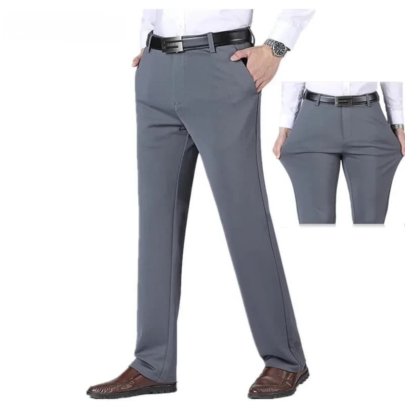 Optique-Pantalon droit élastique pour homme, pantalon de bureau, noir formel, bleu, grande taille, vêtements d'affaires, commandé, grand, 44, 48, 50, 52