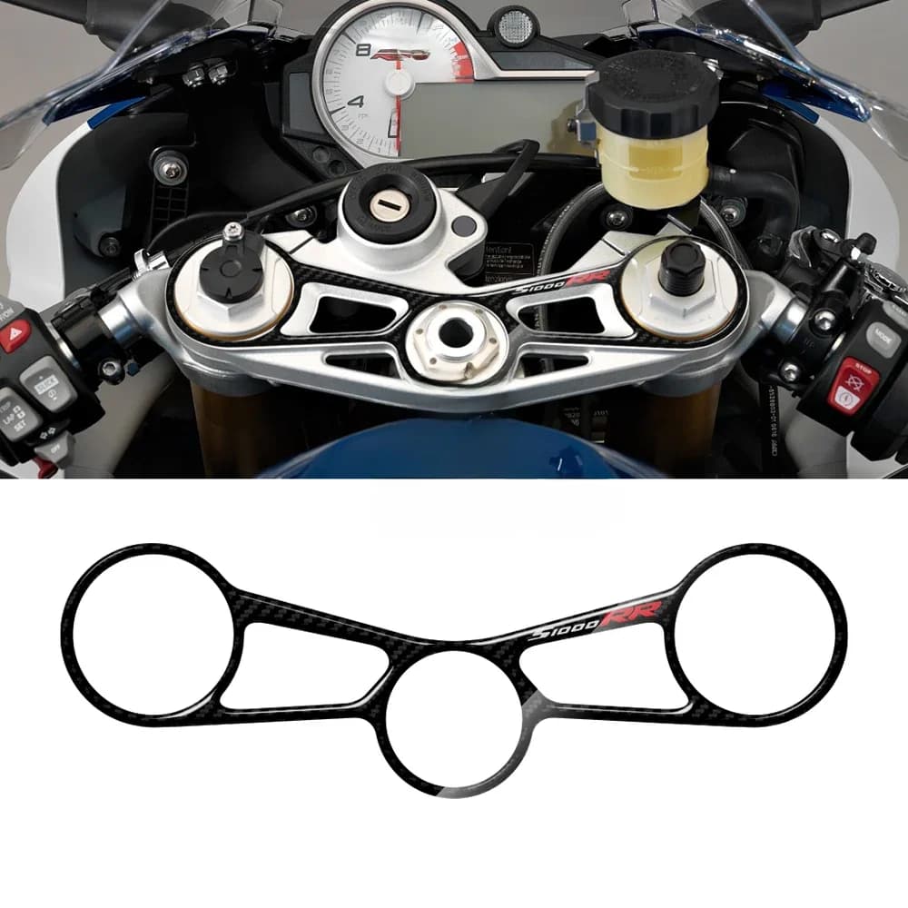 Autocollants en fibre de carbone pour moto, triple pince supérieure, YOtCase, résine 3D, BMW S1000RR, 2015, 2016, 2017
