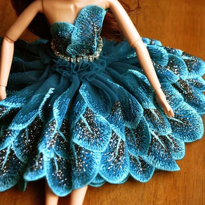 Dentelle bleue 1Y faite à la main pour accessoires de vêtements de poupée DIY, broderie florale de mariage, tissu en dentelle pour rideaux, couture et réparation