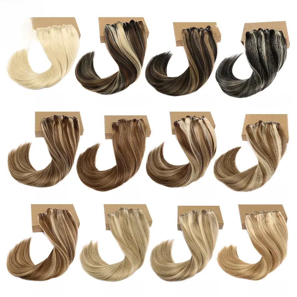 Real Beauty-Tissage en lot brésilien Remy lisse blond platine, extensions de cheveux, brun, 14 à 28 pouces, ratio élevé, document piano