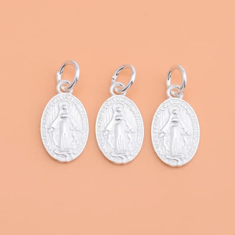 Accessoires de bijoux faits à la main en argent regardé S925 pour femme, pendentif Vierge Jésus, bracelet et collier