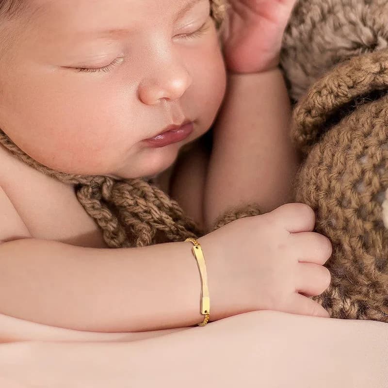 Vnox Bracelets personnalisés pour maman, cadeau pour nouveau-nés, barre en acier inoxydable personnalisée, cadeau d'anniversaire pour filles et garçons