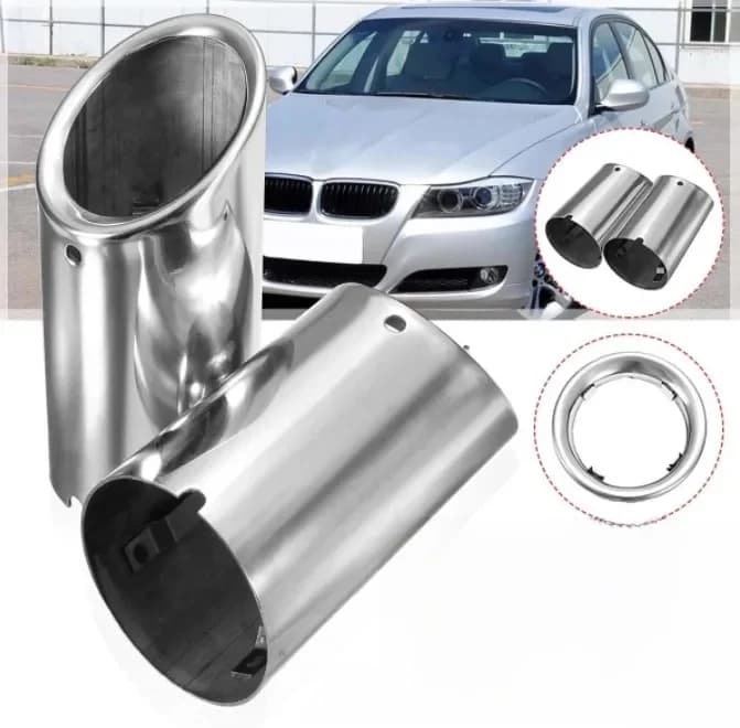 Embout de tuyau d'échappement chromé en acier inoxydable pour BMW, silencieux d'accès de voiture, E90, E92, 325i, 328i, série 3, 2006, 2007, 2008, 2009, 2010, 2 pièces