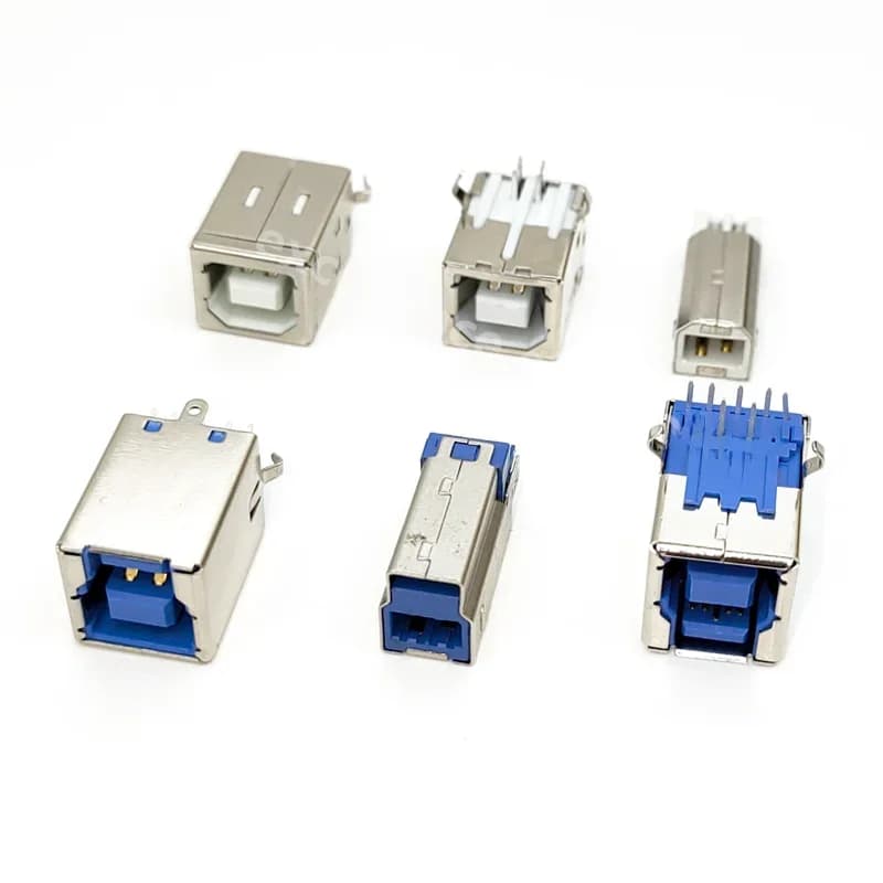 Prise femelle USB 2.0/3.0 Type B, 10 pièces, prise AF à Angle droit, Interface d'imprimante, connecteur PCB à souder