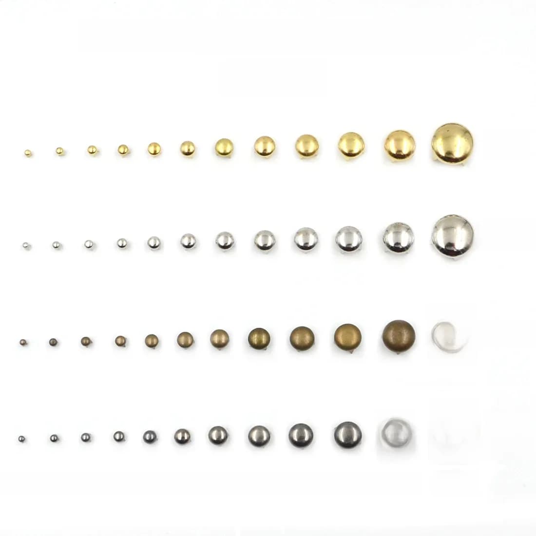 100 pièces 2.5-16mm dôme rond pointes goujons Spots Rivets Nailhead Punk Rock bricolage artisanat en cuir pour vêtements sac chaussures pièces décoration