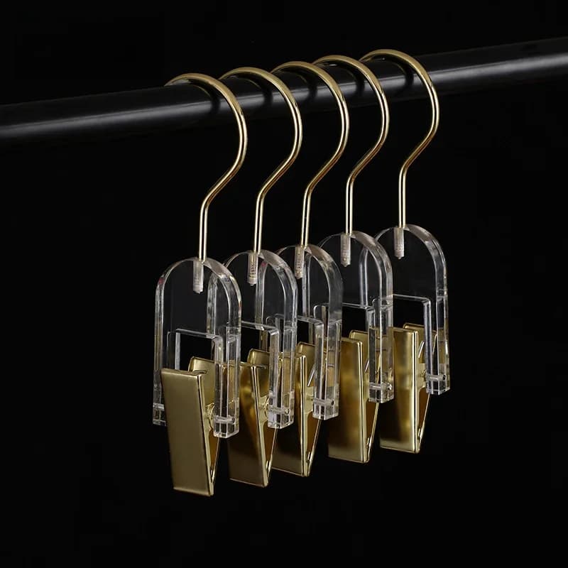 10 pièces crochet Transparent cintre de rangement pour vêtements crochet magasin de vêtements garde-robe acrylique or soutien-gorge pince de rangement chaussettes écharpe crochets