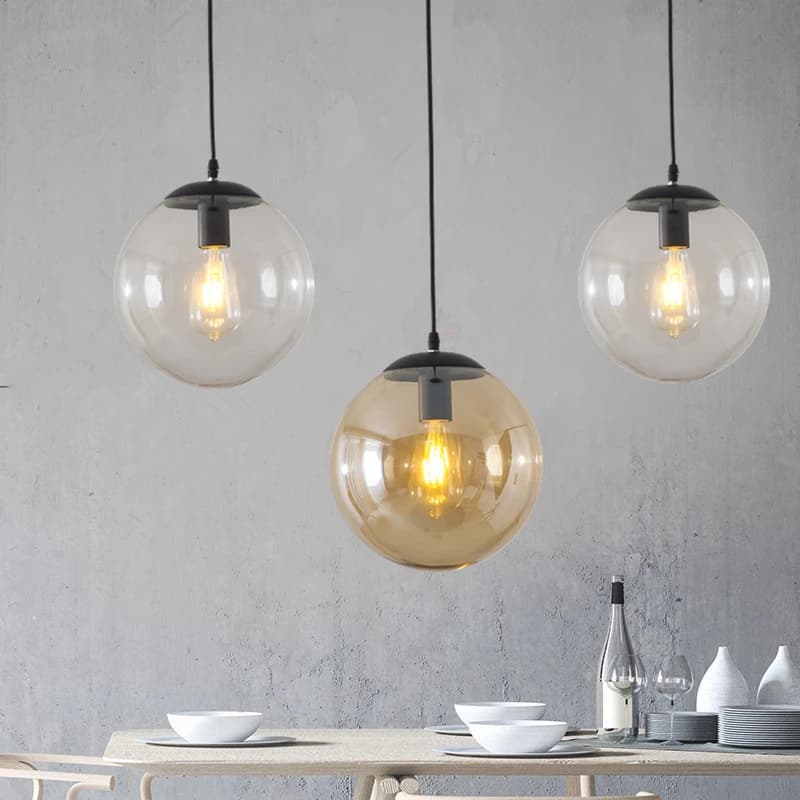 Lampe LED Suspendue en Forme de Boule de Verre, Style Industriel Rétro, Luminaire Décoratif d'Nik, Idéal pour un Loft, une Cuisine ou une Chambre à Coucher