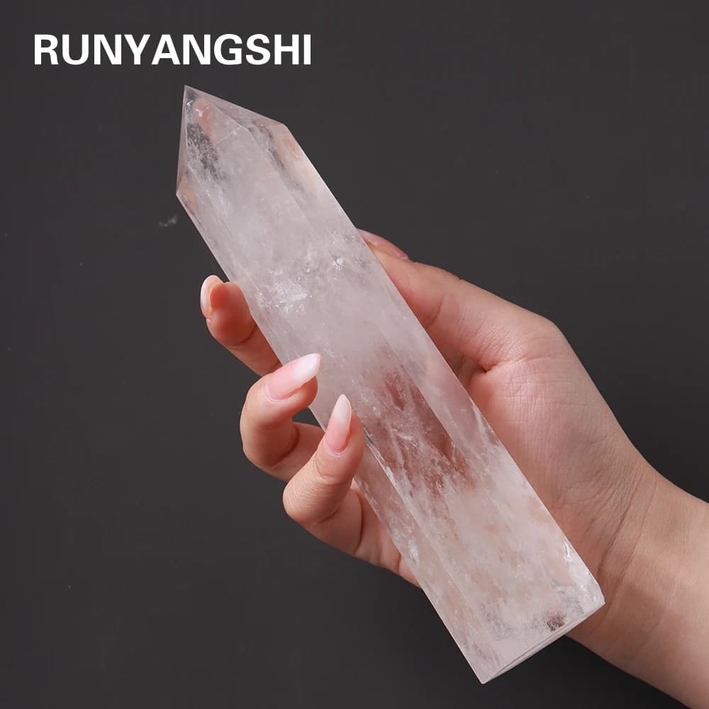 Quartz transparent en cristal naturel, grande baguette, pierre de guérison hexagonale prismes, décoration de la maison