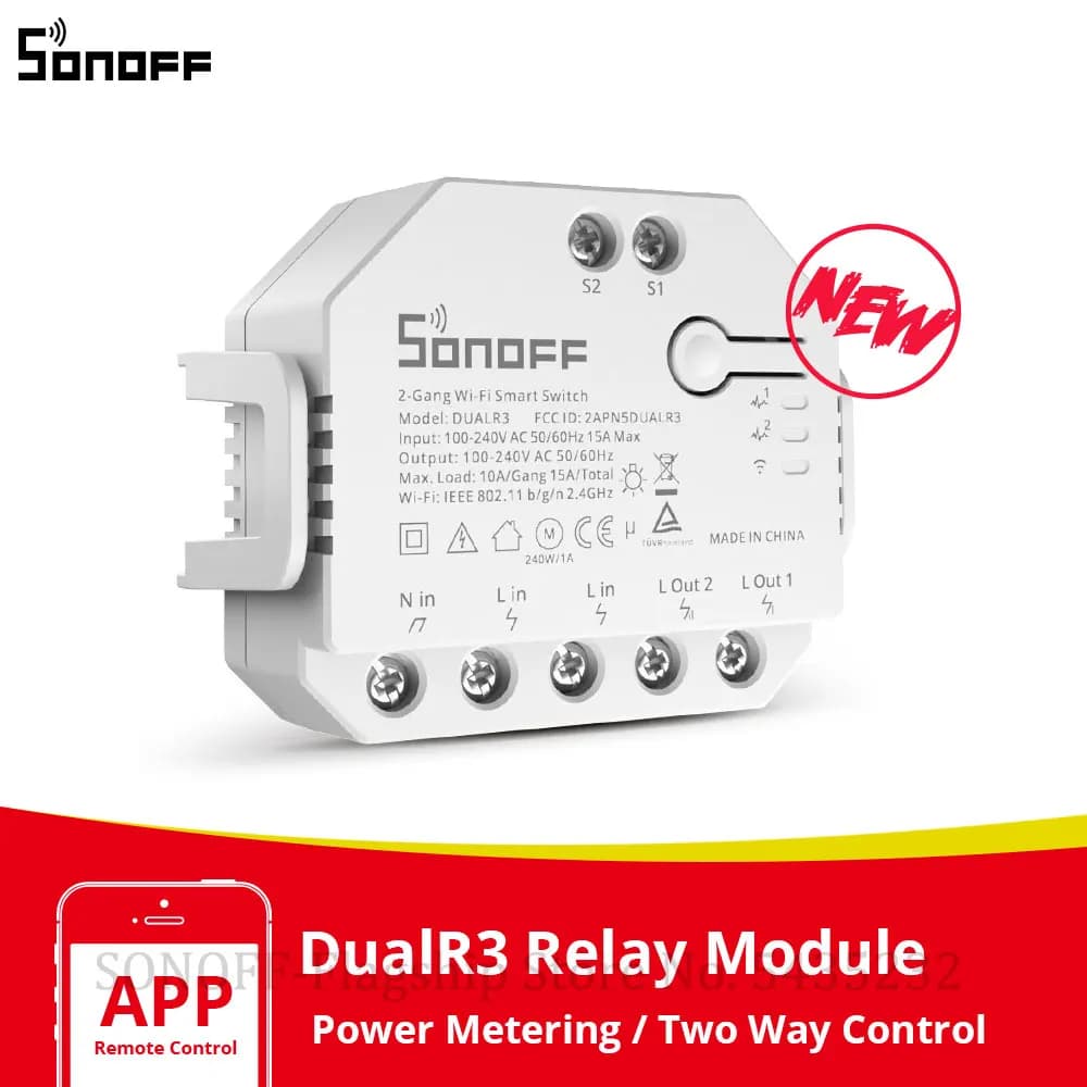 SONOFF – commutateur Wifi intelligent Itead DualR3, commande bidirectionnelle, MINI commutateur de mesure de puissance, commande vocale Via Alexa Google Home