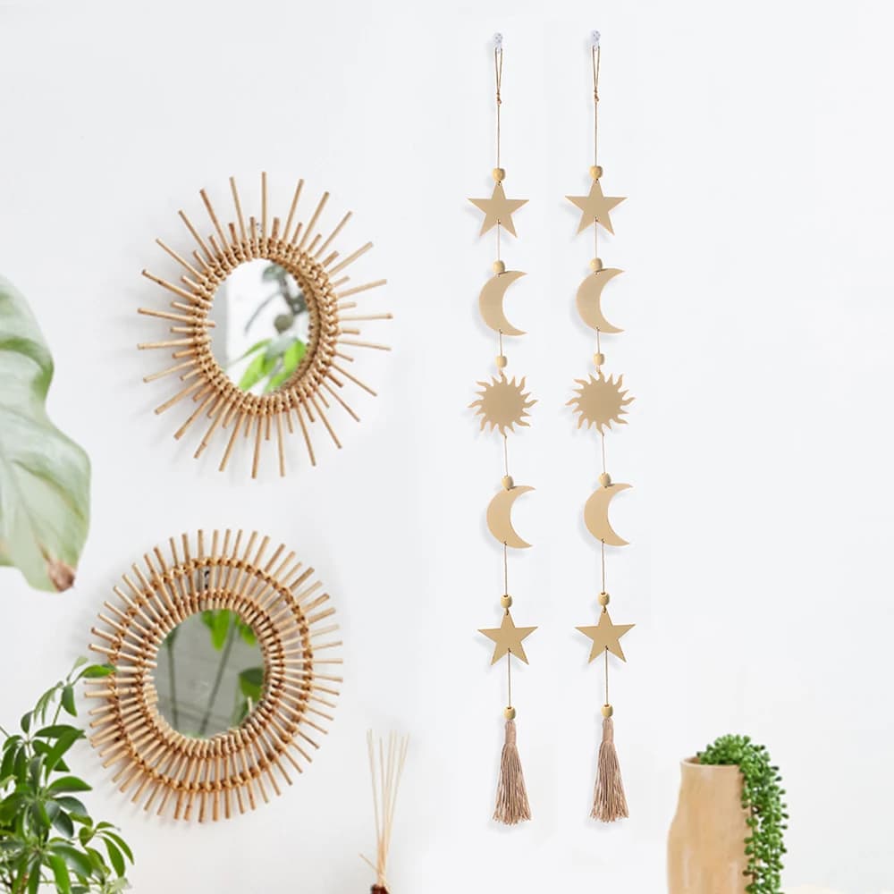 Phase de lune en bois tenture murale Ramadan décoration Boho maison décoration murale lune guirlande chambre salon pépinière cadeau
