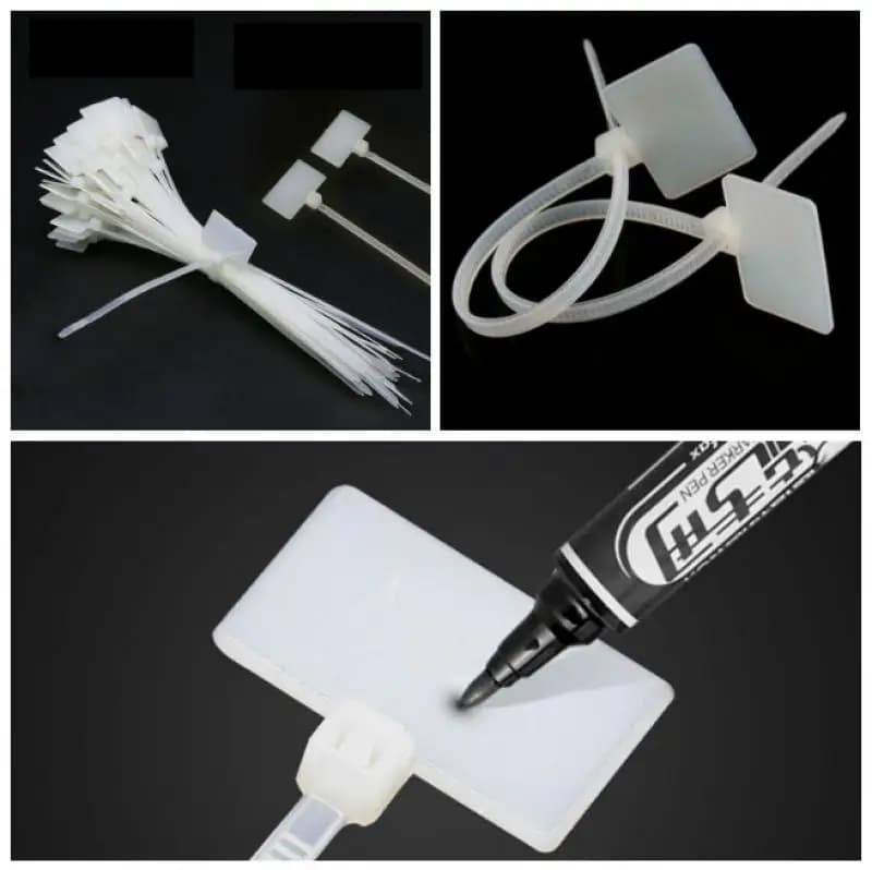 50/100 pièces attaches à glissière écriture fil câble d'alimentation étiquette marque étiquette en Nylon auto-verrouillage cravate réseau câble marqueur cordon fil sangle Zip