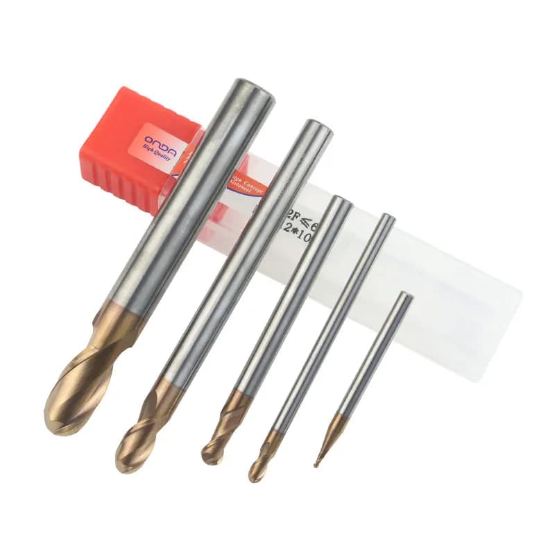 Fraise à bout sphérique à 2 dents, coupe HRC60, 0,5 mm, 0,75 mm, 1,25 mm, 2 mm, 3 mm, 6 mm, usinage de fraisage, acier au tungstène, fraiseuse