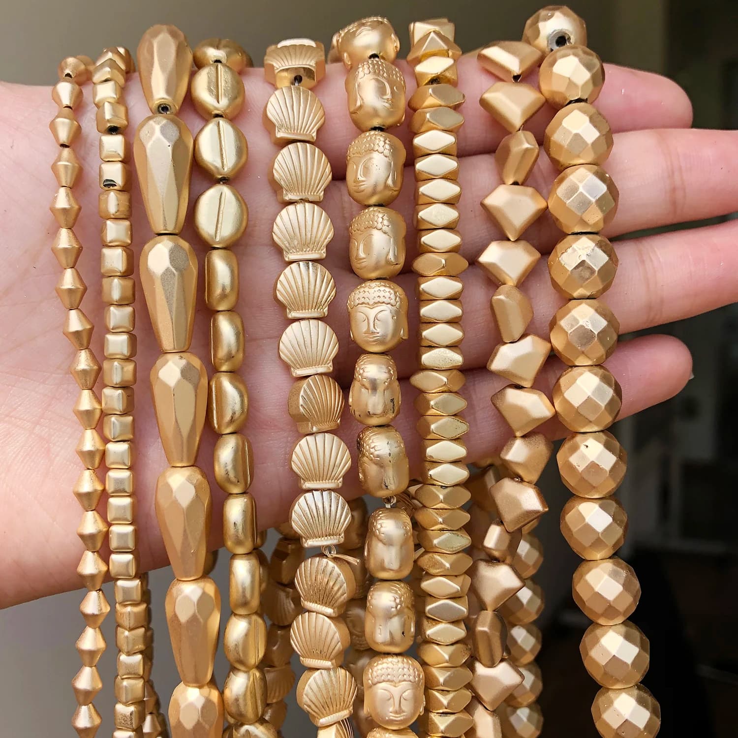 Perles en pierre d'hématite dorée KC mate naturelle, en vrac, pour la fabrication de bijoux, bricolage, bracelet à breloques, collier, 15 pouces, vente en gros