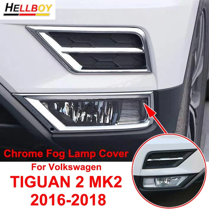Grille de pare-chocs avant chromée, support antibrouillard, décoration de style, accessoires de voiture, VW, Volkswagen, Tiguan, 2020, 2019, 2018, 2017, 2016