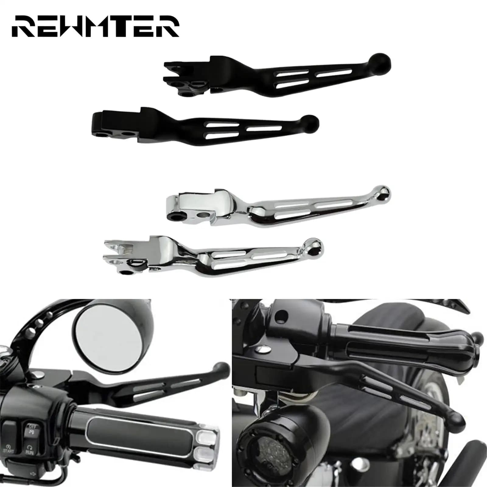 Leviers de frein et d'embrayage moto, noir chromé, pour Harley Touring Sportster XL883 1200 Softail Dyna Street Bob Road King FXDB FLHX