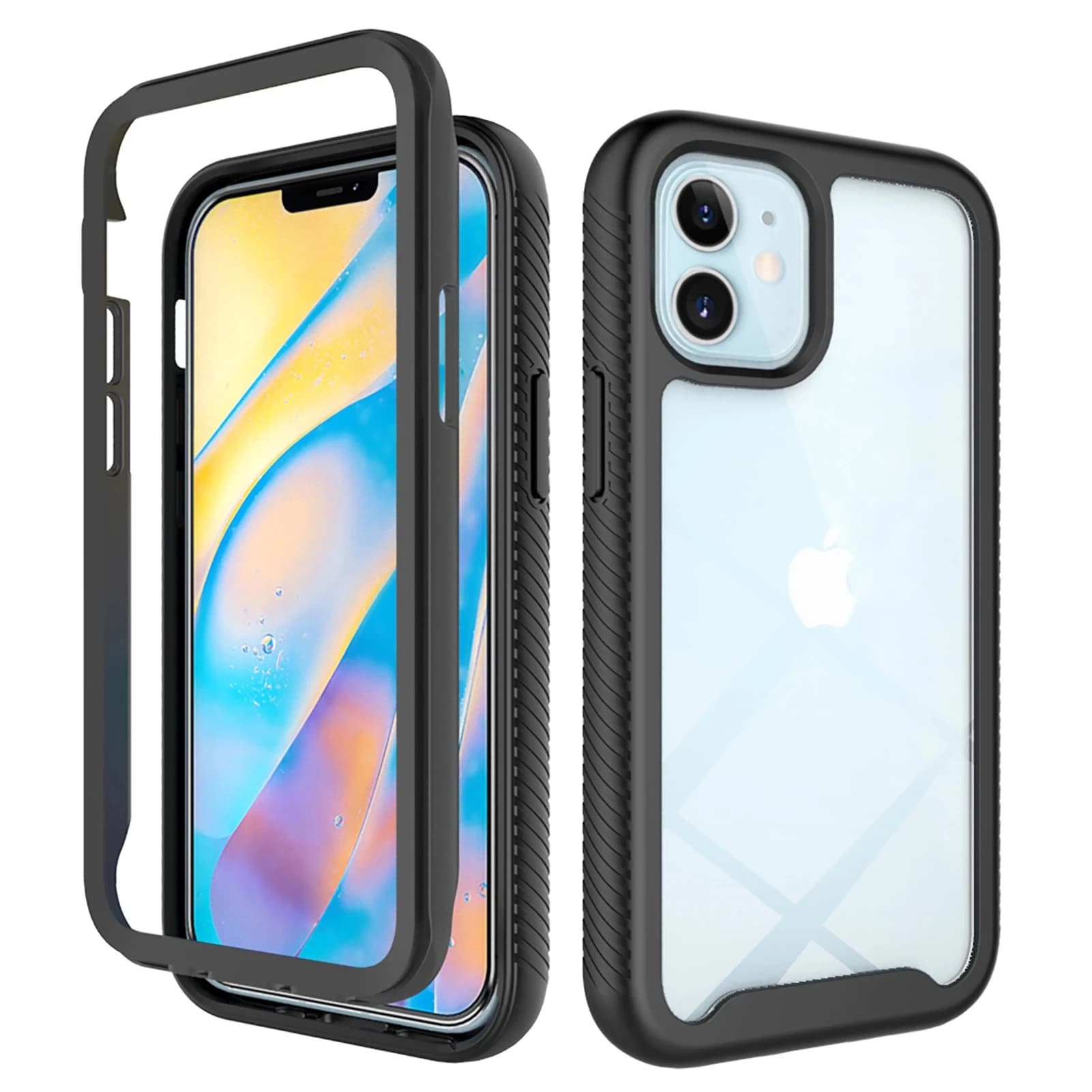 Pour iPhone 16 15 12 11 13 14 Pro Max MINI XR X XSMAX SE 6 7 8 Plus couverture arrière transparente antichoc Double couche pare-chocs robuste Funda
