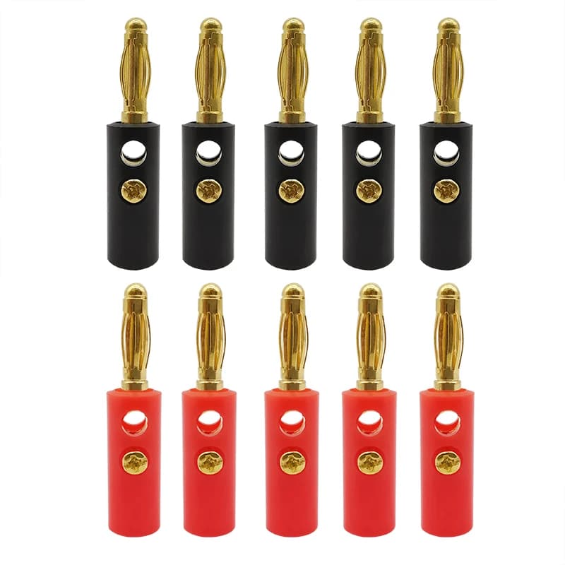 2/5/10 paires plaqué or 4mm fiche banane haut-parleur fil câble adaptateur vis connecteur banane noir rouge