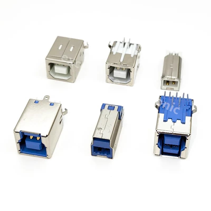 Prise femelle USB 2.0/3.0 Type B, 10 pièces, prise AF à Angle droit, Interface d'imprimante, connecteur PCB à souder