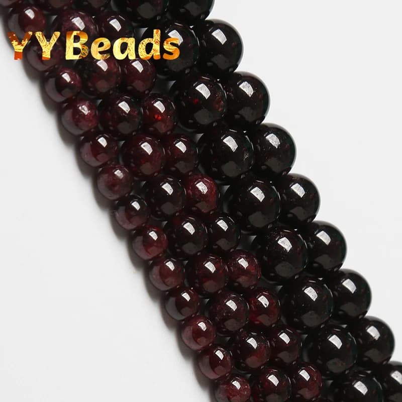 Perles en pierre grenat rouge foncé, pour la fabrication de bijoux, 15 pouces, vente en gros, 4, 6, 8, 10, 12mm