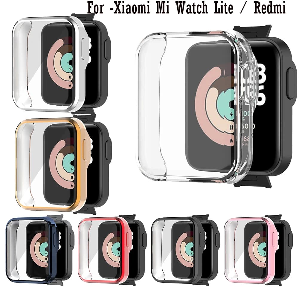 Coque de protection complète souple pour Xiaomi Mi Watch Lite / Redmi SmartWatch, accessoires de protection d'écran en TPU, étuis à cadre