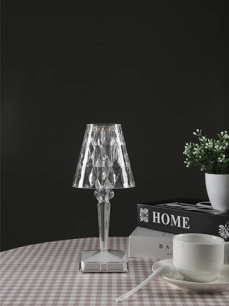Lampe de Table en acrylique, moderne, Simple et délicate, Rechargeable par USB, lampe tactile de bureau, décoration de chambre à coucher, veilleuse LED en forme de diamant