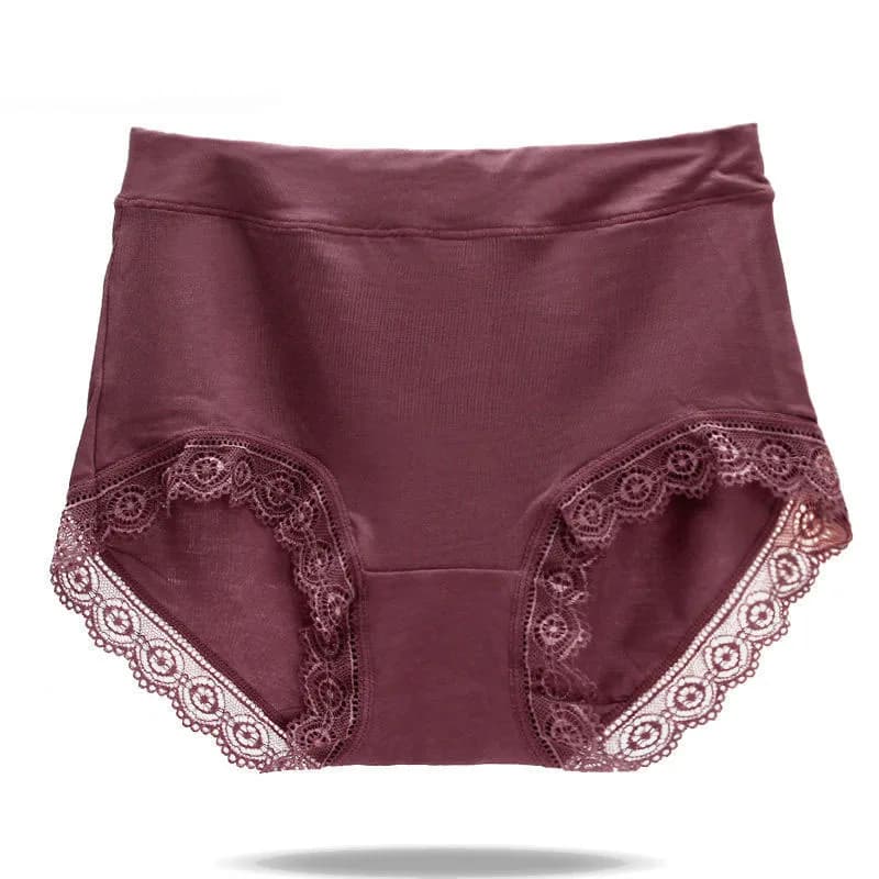Sous-vêtements en coton pour femmes, culotte Sexy en dentelle, grande taille, mode, couleur unie, taille haute, sans couture, Lingerie féminine