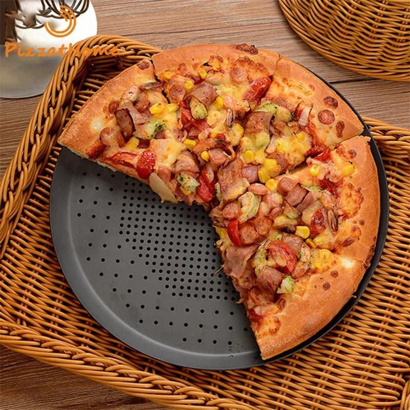 PizzAtHome 6 à 16 pouces poêle à Pizza perforée en alliage d'aluminium plaque antiadhésive plat profond ustensiles de cuisson plateau à Pizza rond outil de cuisson