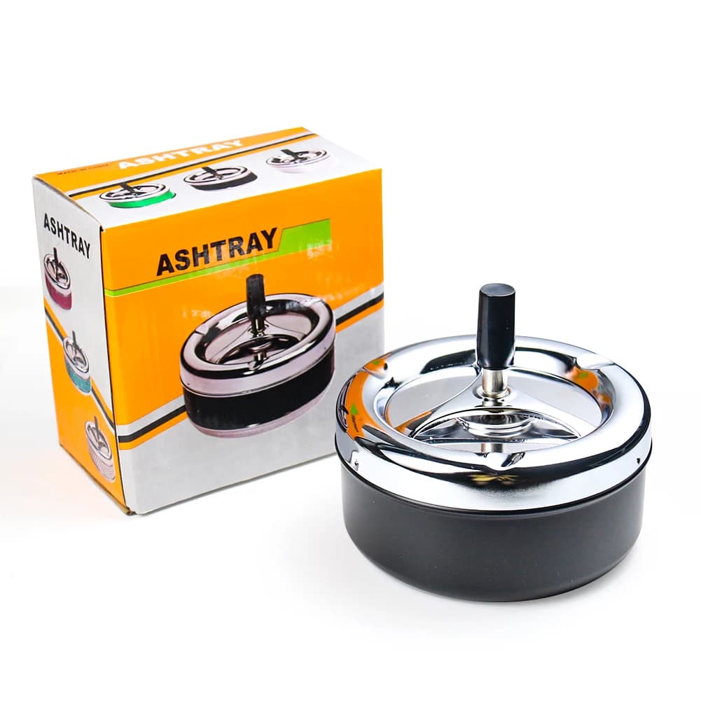 Cendrier rond Laguna en métal avec couvercle, poussez vers le bas, escalade rotative, livres automatiques, accessoires pour fumeurs extérieurs portables