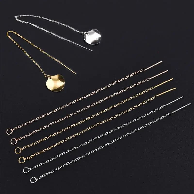Boucles d'oreilles en acier inoxydable, 10 pièces, chaîne à pampilles longues en or, accessoires pour la fabrication de bijoux à faire soi-même