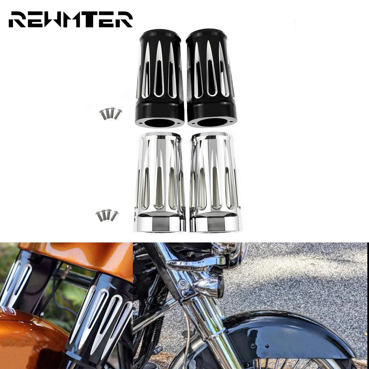 Fourche avant de moto pour Harley Touring Street Electra, couvercle de curseur de botte, amortisseur, noir chromé, FLHX uant 24