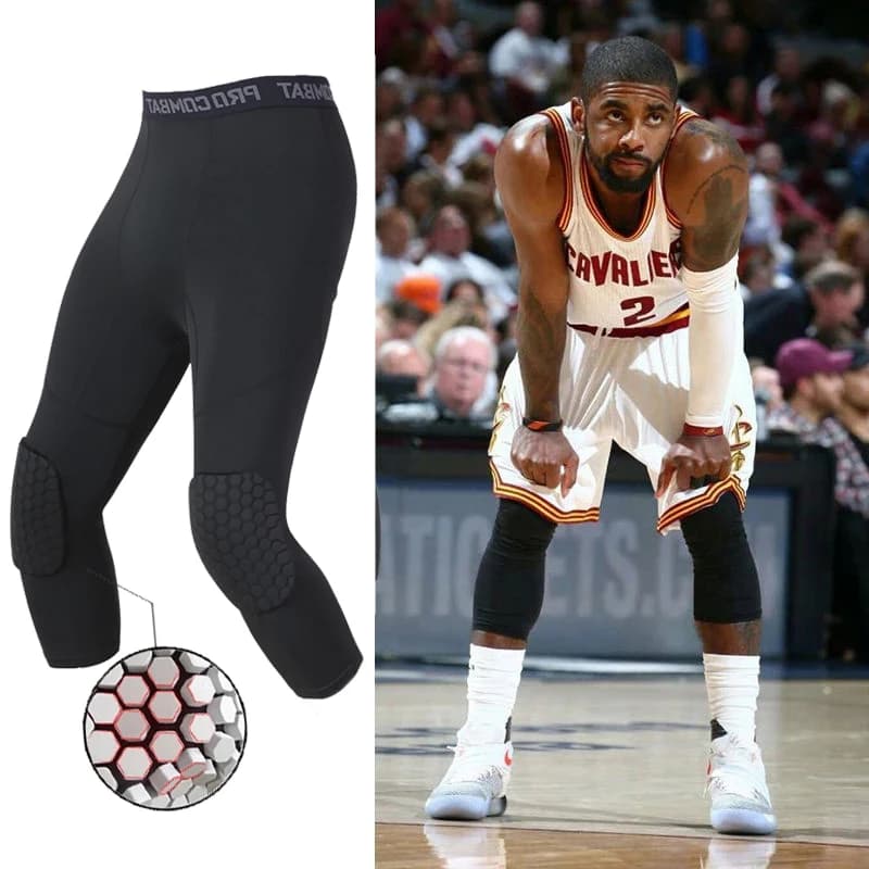 Collants de sport pour hommes, pantalons de Compression Anti-Collision, genouillères, séchage rapide, haute élasticité, Leggings d'entraînement physique 3/4