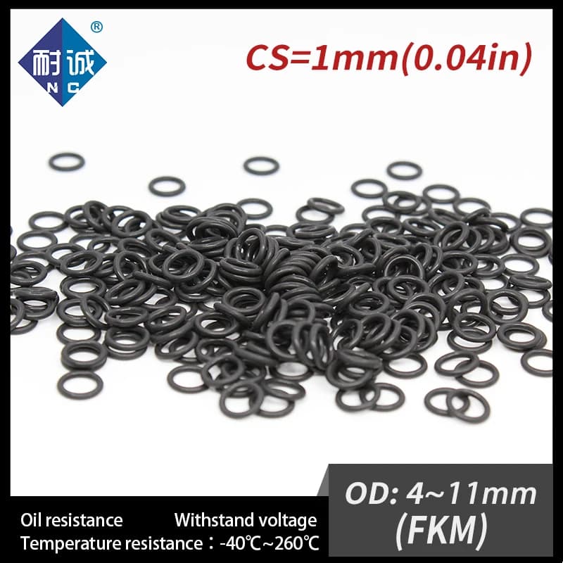 Lot de 10 joints toriques en caoutchouc FKM noir, épaisseur 1 mm, diamètre extérieur 4/5/6/7/8/9/10/11 mm, rondelles de carburant