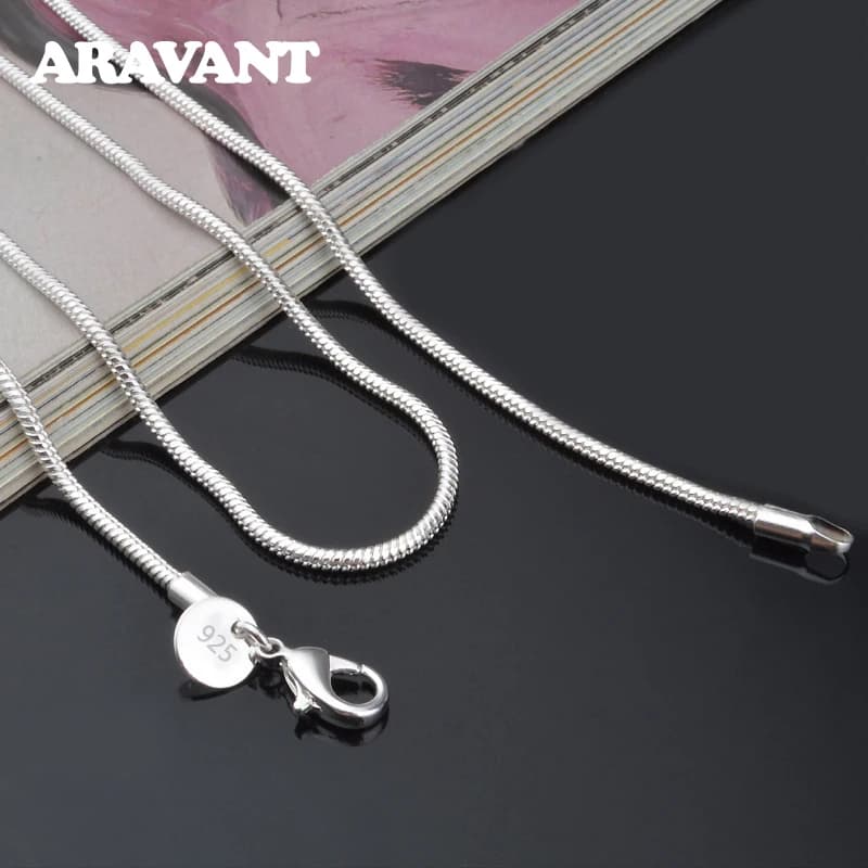 Aravant-Collier en argent 925 pour homme et femme, bijoux fantaisie, cadeaux de salle, 2mm
