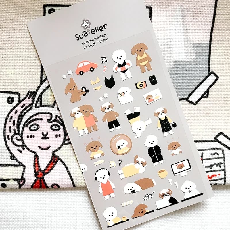 Suatelier Hodoo caniche Teddy chien autocollants mignon dessin animé Animal découpé matrices coréen Suatelier bricolage passe-temps matériel artisanat fournisseur vendeur