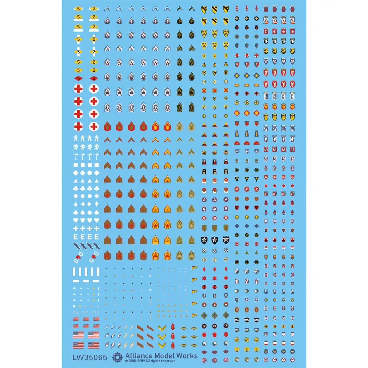 Ensemble d'insignes de l'armée américaine de la seconde guerre mondiale, AM-Punta KS LW35065, décalcomanies, 1/35