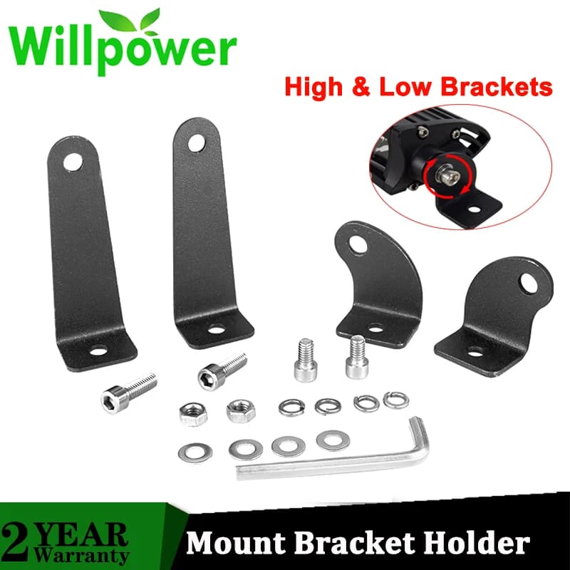 Willpower-Guide de montage latéral universel pour barre lumineuse de travail à LED, droite ou incurvée, 20 po, 30 po, 40 po, 42 po, 50 po, 52 po, 2 paquets