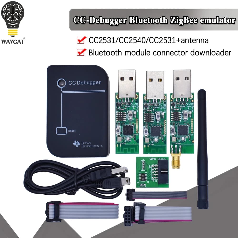 ÉLiban ateur Zigbee CC2531, débogueur CC, programmeur USB CC2540 CC2531, renifleur avec antenne, connecteur technique Bluetooth, câble d'arène